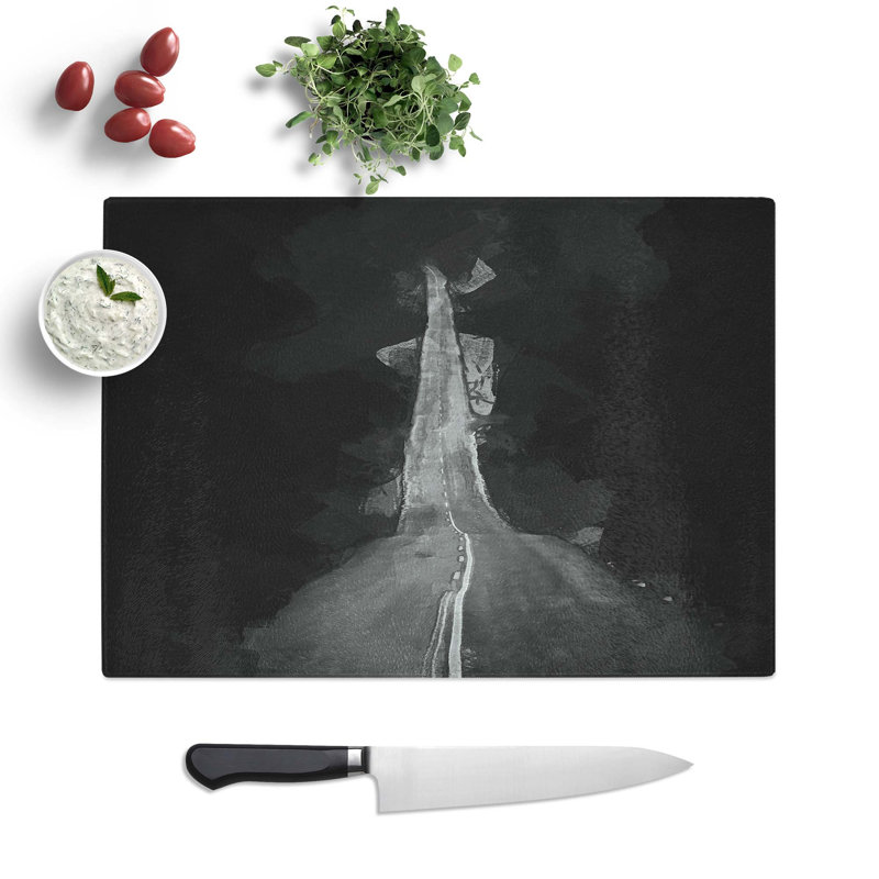 Tempered Glass Road to Somewhere Chopping Board, 28.5 cm W x 20 cm L