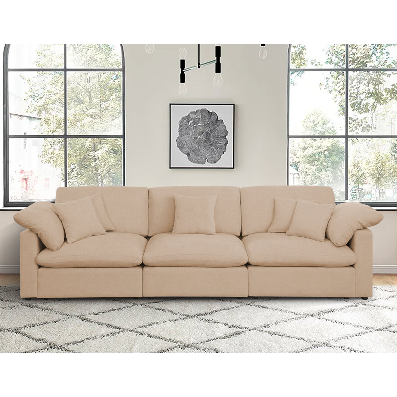  Canapé modulaire modulaire en chenille de 152 po avec repose-pieds modulaire en chenille de 152 po pour salon avec 8 coussins, sièges rembourrés moelleux