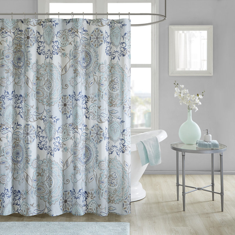 Isla 100% Cotton Shower Curtain, Blue