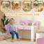 AIYAPLAY Kids Desk and Chair Set, Study Table and Chair, Bear Theme Pink
