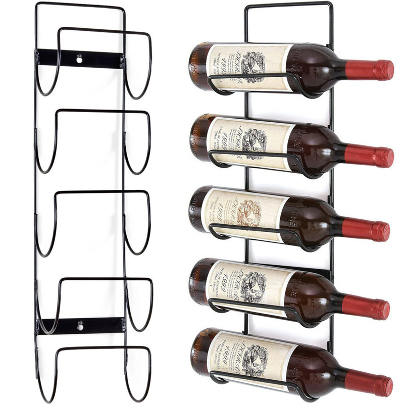 Peck 5 Bottle Hanging Wine Bottle Rack in Black
