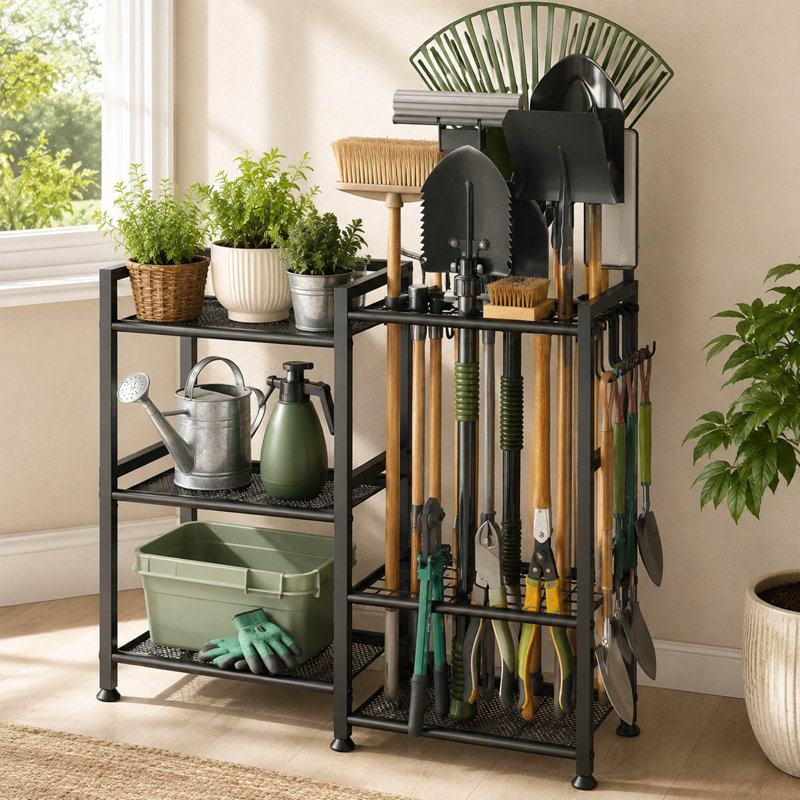 Garden Tool Organizer, Yard Equipment Storage Rack