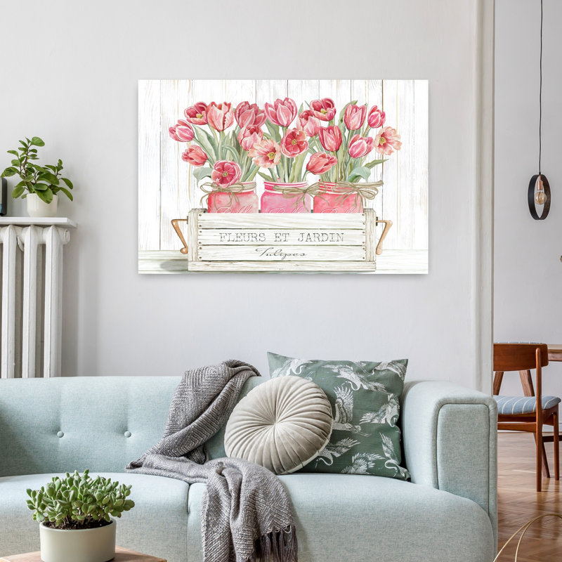 Trio de tulipes roses, H 24 po x l 36 po