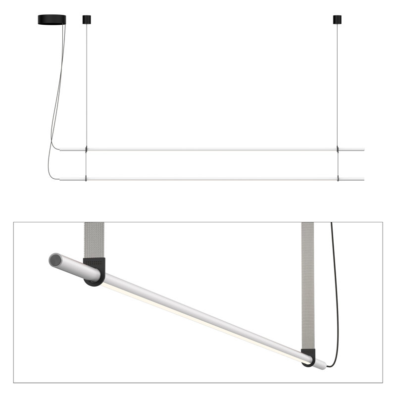 T.O 2 - Light Kitchen Island Modern Linear Pendant, Matte Gray/Light Gray, Matte Gray