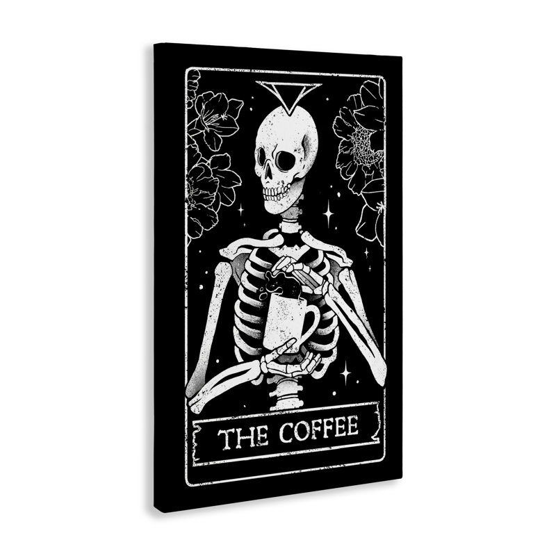 Toile de tarot squelette The Coffee, design par EduEly Designs, H 45 po x l 30 po