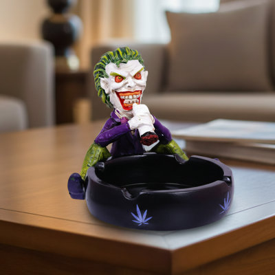 Hand-Painted The Toker-Themed Ashtray, Made Of Premium Polyresin With A Cannabis Leaf Design, 5.31 X 4.01 X 4.01 Inches. A Fantastical Gift.