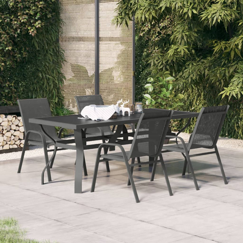 Haverstraw Dining Set, Black, 27.6" H x 70.9" W x 31.5" D, 4