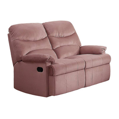 Karry Manual Recliner Sofa, Light Velvet, 73 Inch Solid Wood