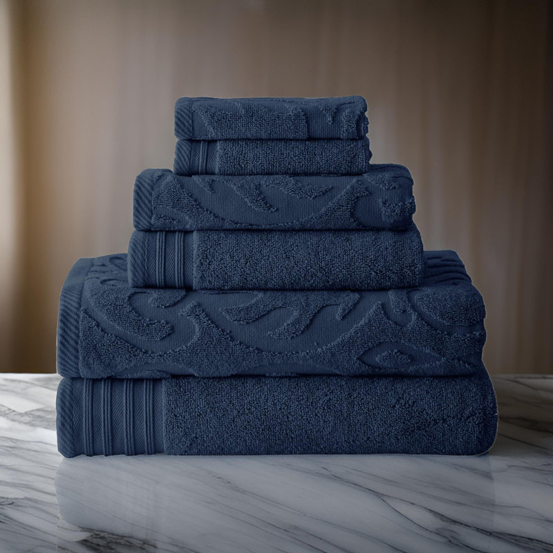 Ensemble de 6 serviettes en coton égyptien, Bleu