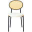 Chaise de salle à manger Aide en velours et cuir avec dossier en rotin et pieds en métal noir – Chaise bohème de style milieu du siècle pour la cuisine et la salle à manger-846682619