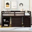 Lit mezzanine basse avec armoire, tablettes et bureau portable roulant, lit multifonctionnel-2029748000