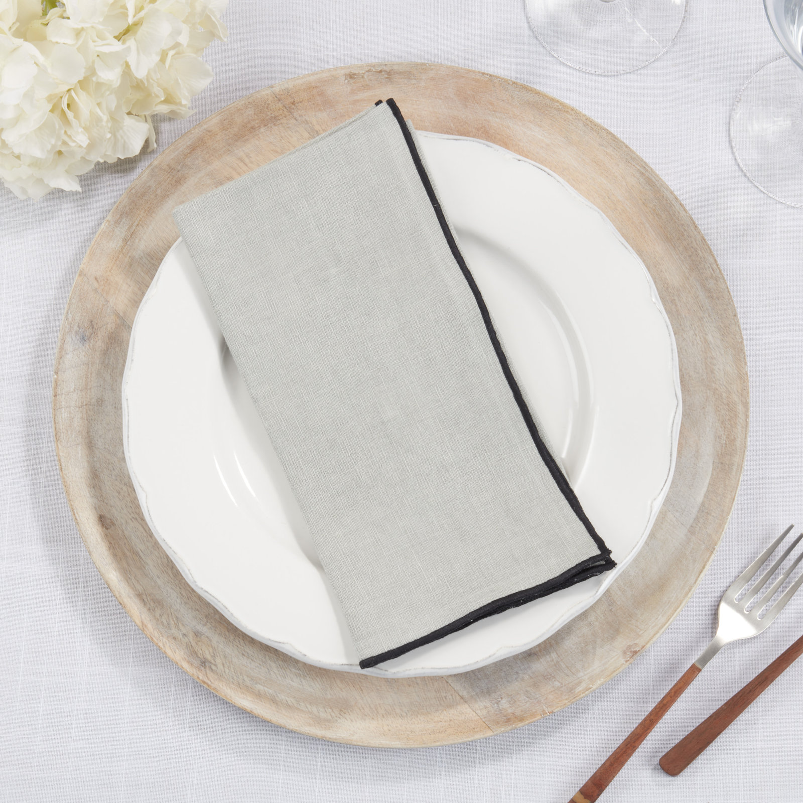 Dartmouth Reversible Linen Napkin, Blue-Grey