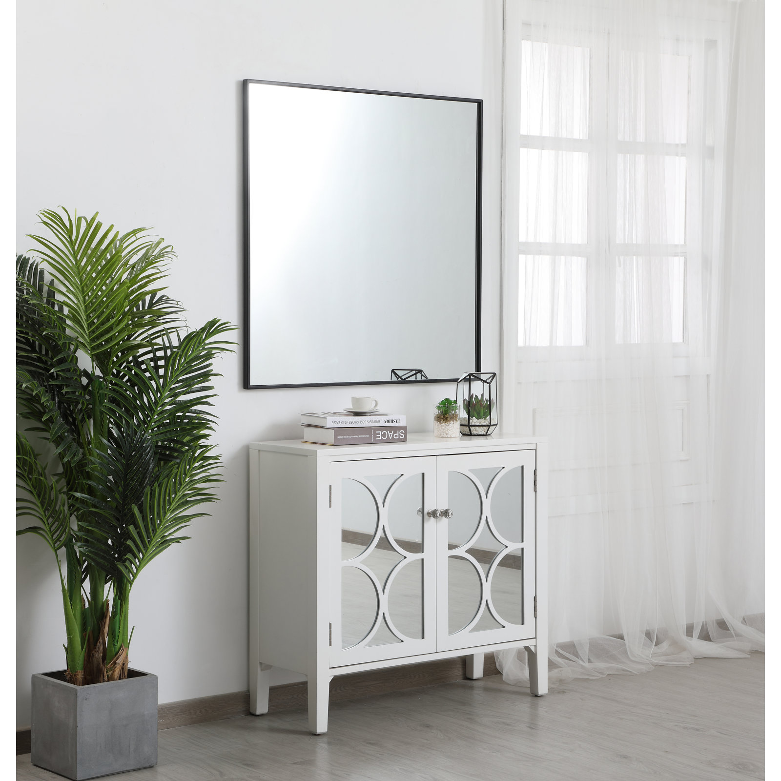 Sabine Metal Rectangle Wall Mirror, 36" x 36", Brass