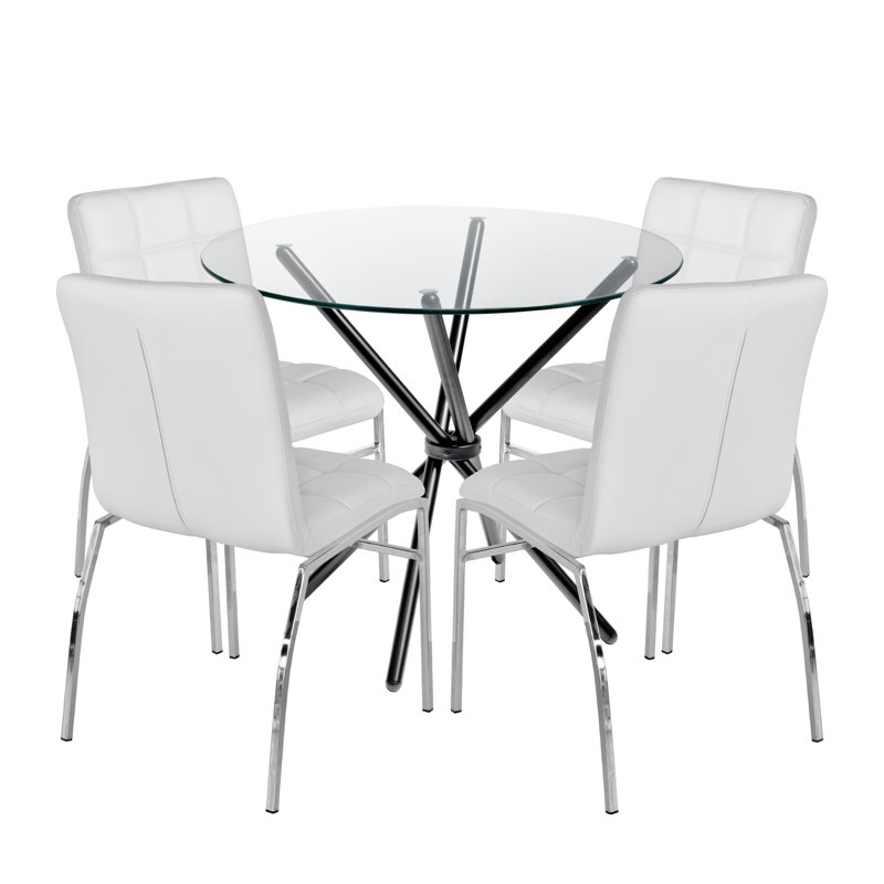 Sittingbourne 4 - Person Dining Set, Black, White