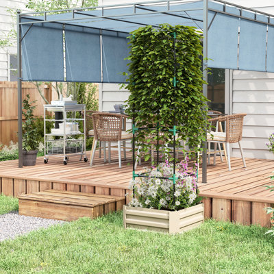 Lit de jardin surélevé galvanisé 24 po x 24 po x 12,06 po, jardinière d'extérieur avec treillis, pour vignes grimpantes, légumes, fleurs, patio, jardin, jardin, lit 24 po x 24 po x 12,06 po, jardinière