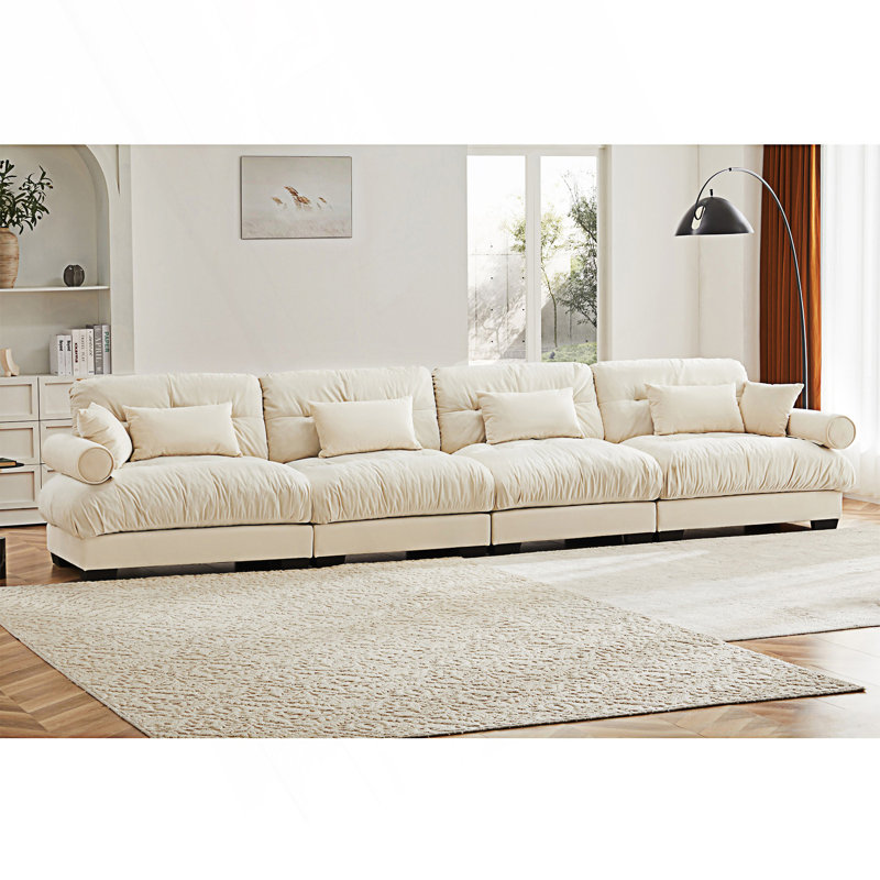 Canapé modulaire surdimensionné avec repose-pieds mobile Boneless Comfort, Crème, crème