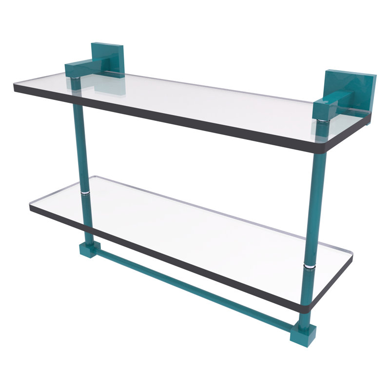 Haranu 2 Piece Tiered Shelf with Towel Bar, 11.7" H x 22" W x 5.7" D, Glokzin Teal