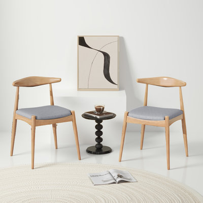Ensemble de 2 chaises de salle à manger de style Mid-Century moderne - Cadre ergonomique en bois d'hévéa avec coussins moelleux