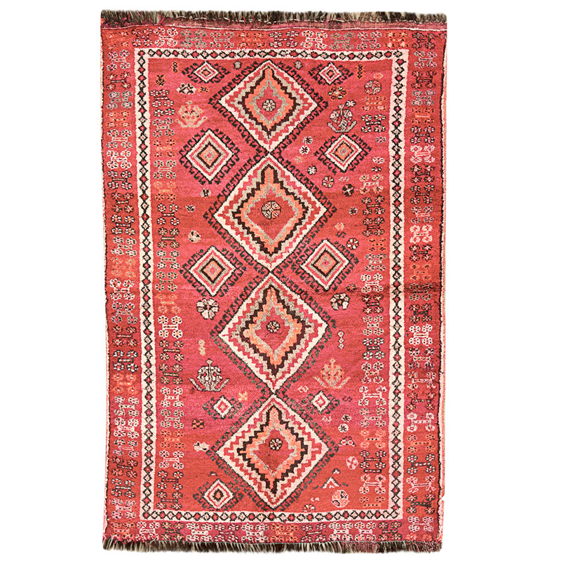 Hand Knotted Wool Area Rug in Red