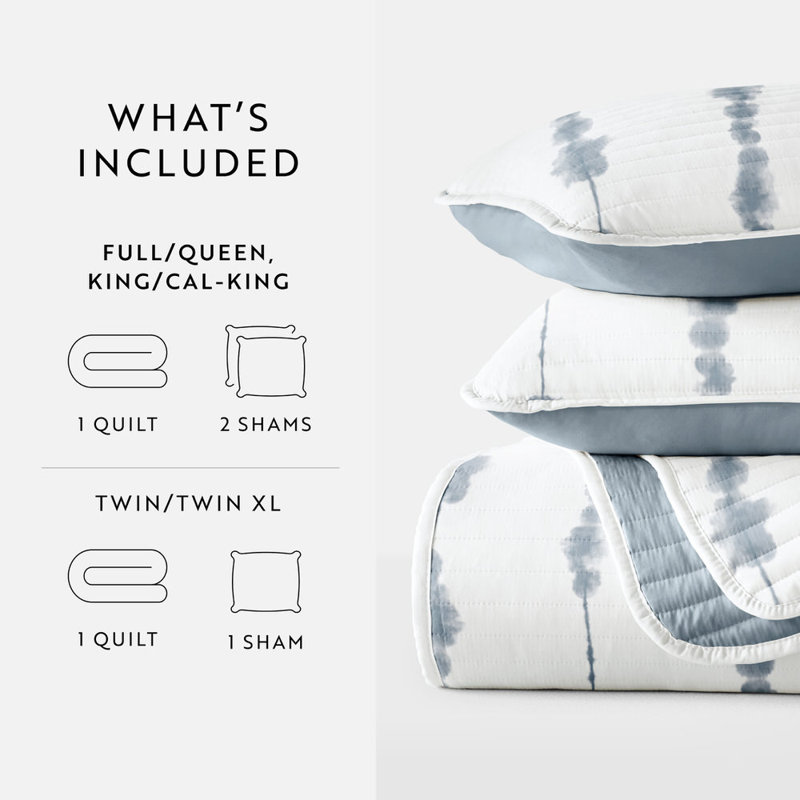 Quilt Coverlet Set All Season Patterned Reversible Microfiber Ultra Soft Bedding in Shibori Aesthetic