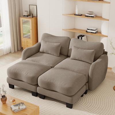 70.8''Modern Chenille Loveseat Sofa with Modular Ottoman