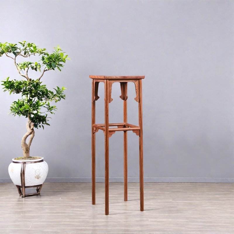 Porte-fleurs en bois massif de poire avec pieds ronds