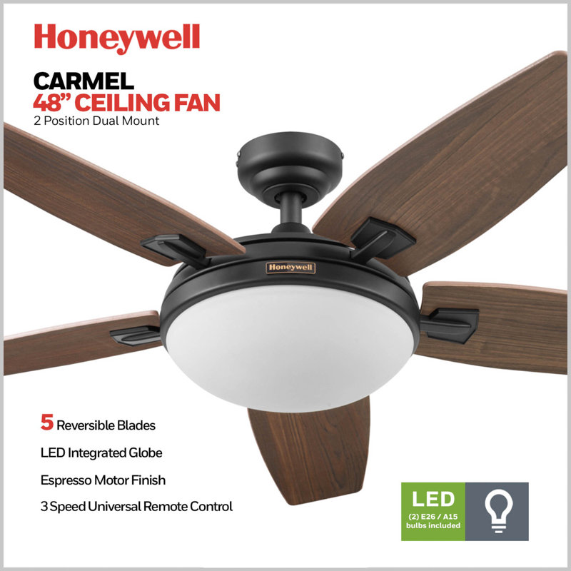 Carmel 48" Bowl Ceiling Fan Light Kit with Remote, Bronze