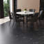 Ensemble de table de salle à manger moderne blanc rond avec 6 chaises en polyuréthane noir, structure en métal pour la maison