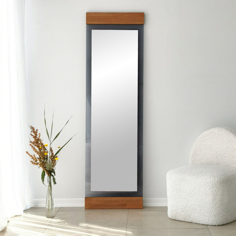 Modern Cheval Mirror with Metal Frame, Oak & Fume Finish, 19.7 x 66.9 x 1.2 inches | Includes Full-Length Mirror | Stylish and Functional Design, Perfect for Bedrooms and Dressing Areas, Durable & Elegant