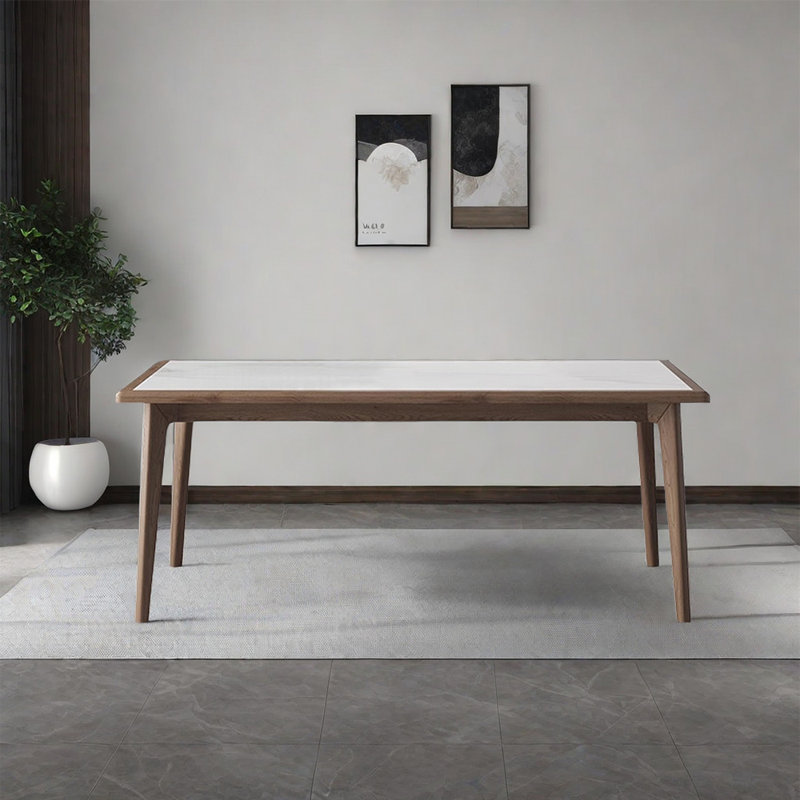 Efka Ash Solid Wood Base Dining Table, 29.52"H x 55.11"L x 31.49"W