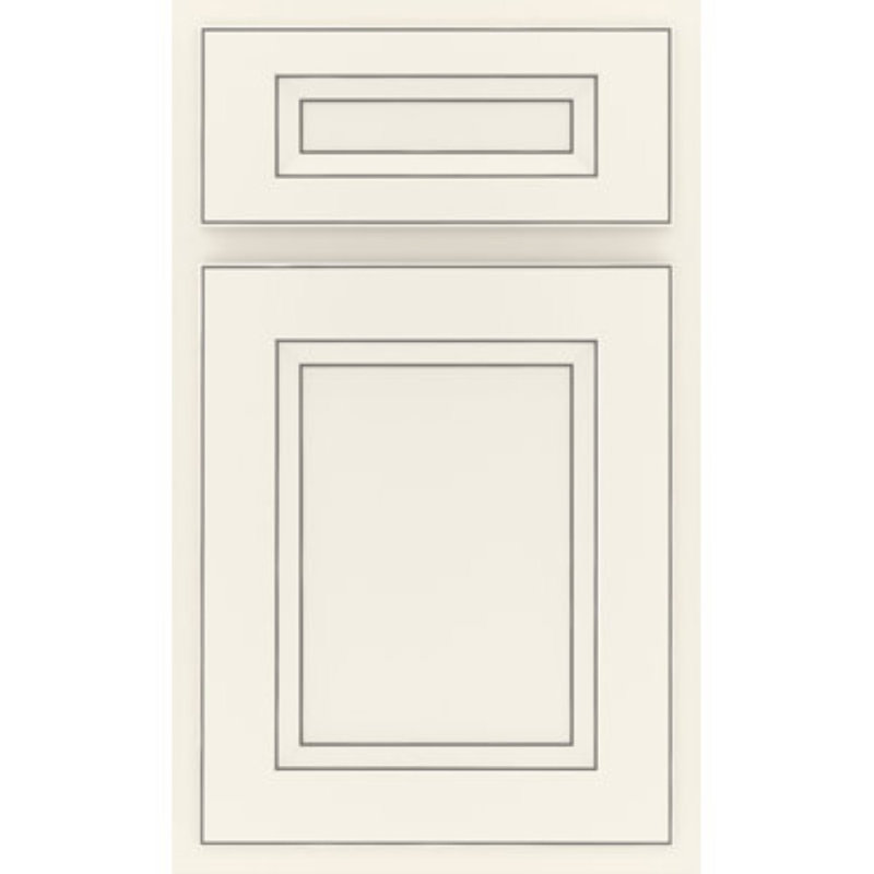 Dwelling Value Lanning Door Sample, White/Nickel Glaze, Painted Hardwood
