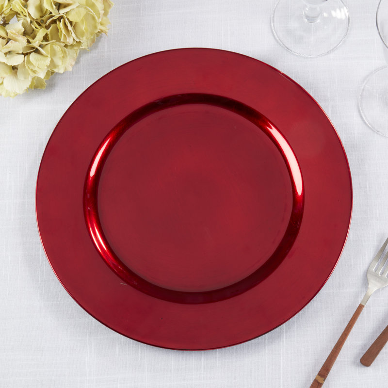 Erris 4 Piece Round Plastic Plates Charger Set, Copper
