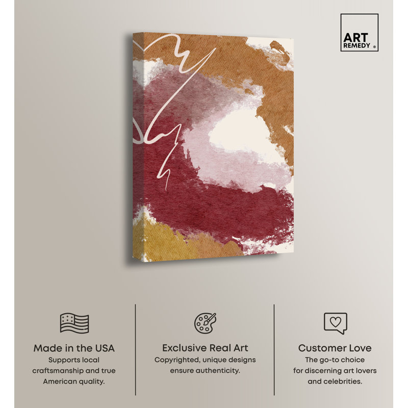 Burgundy and Cork Abstract Canvas Wall Art, 20" x 30"