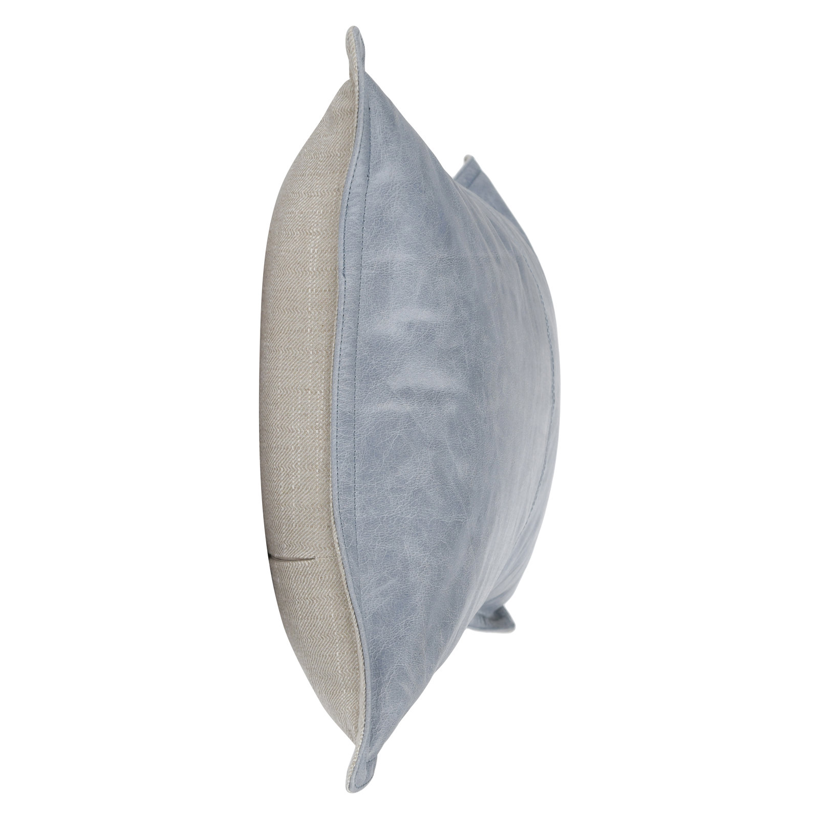 Cutler Leather Accent Pillow, Ice Blue, 14" x 22", Rectangular
