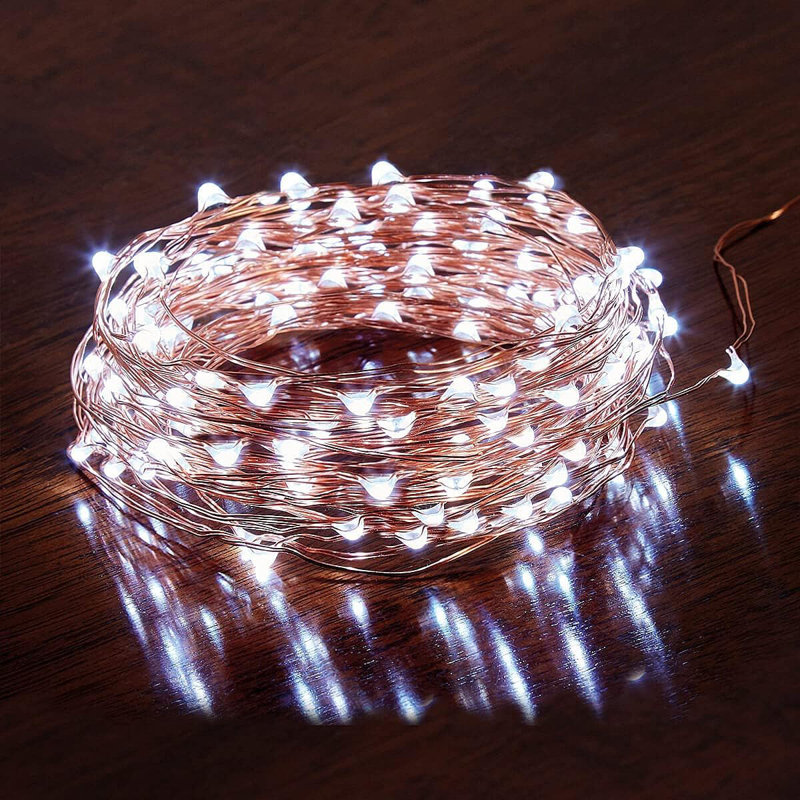 LED Indoor / Outdoor String Lights, 1cm H x 2cm L x 4cm D, White