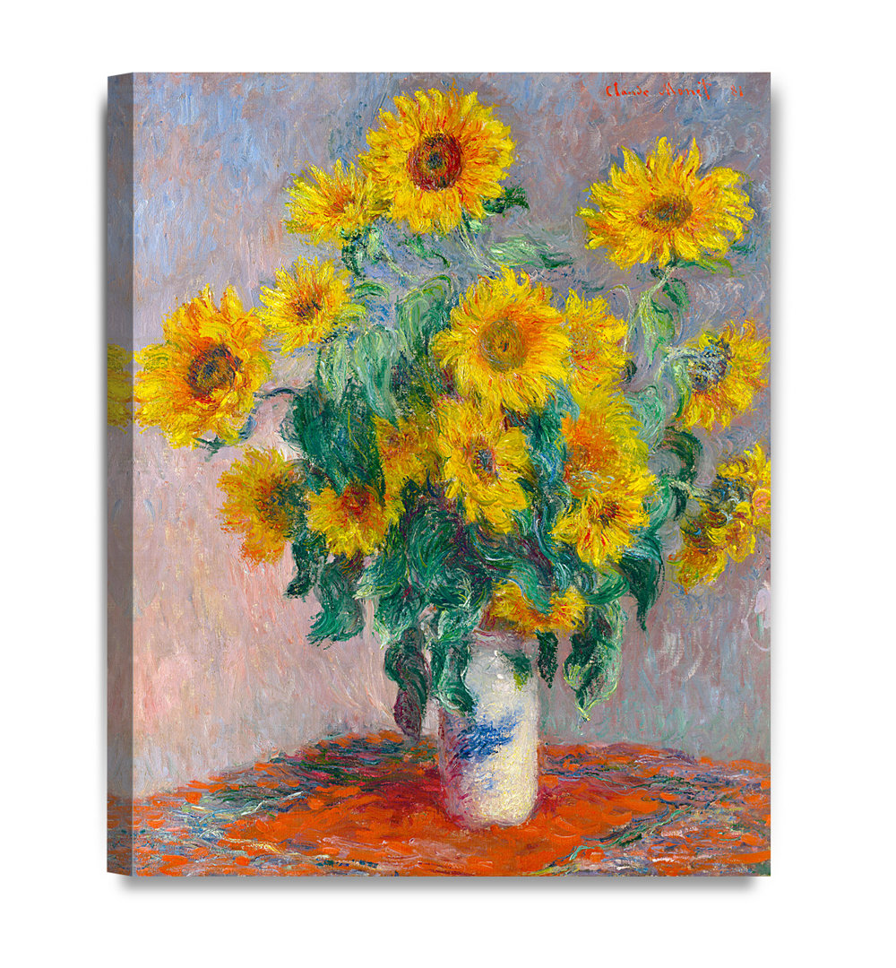 Monet Sunflowers On Canvas by Claude Monet Print DECORARTS 