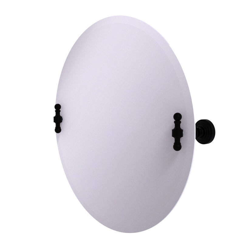 Miroir décoratif rond 22 po Retro Wave, Noir mat