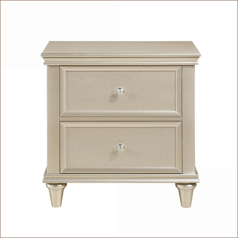 Table de chevet 2 tiroirs argent