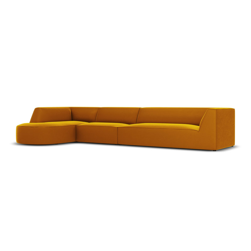 Adoraim 6 Seater Velvet Sofa & Chaise, Left Hand Facing, Yellow
