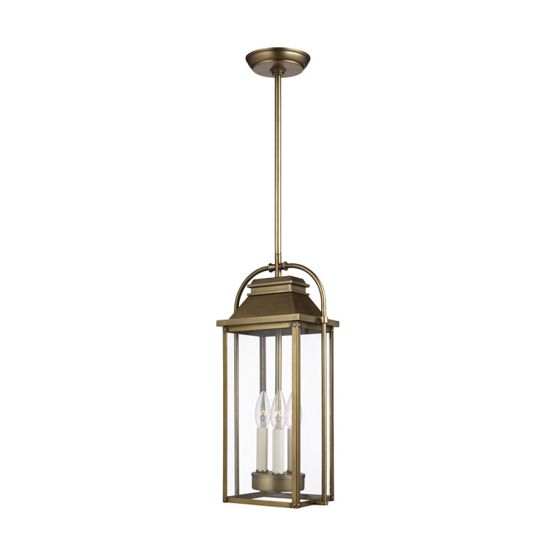 Lanterne suspendue d'extérieur 3 lumières Newson, Laiton vieilli peint