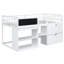 Lit mezzanine simple bas blanc avec bureau roulant, tablette et tiroirs pratiques - Solution de vie polyvalente