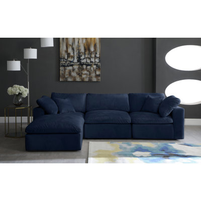 Canapé modulaire en velours et chaise longue avec repose-pieds de 119 po
