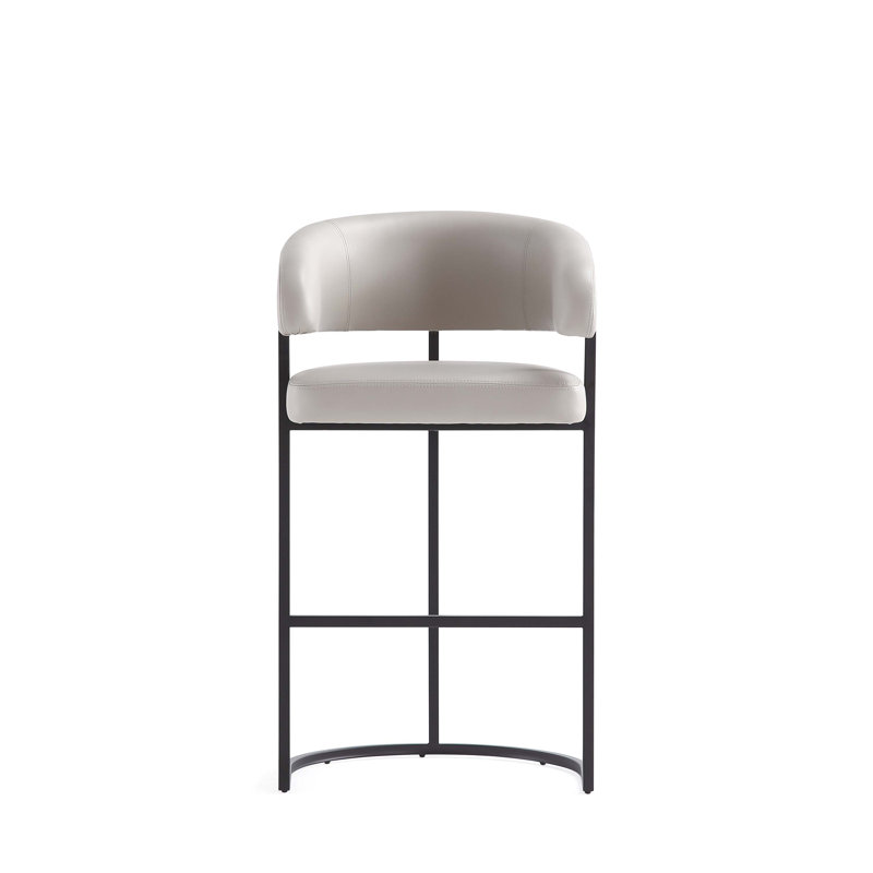 Benfeito Modern Leatherette Upholstered Counter Stool, 3, Counter Stool 26.8",  Light Gray