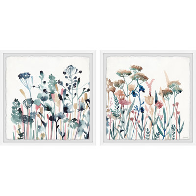 " Bunch Of Colorful Flowers " by Marmont Hill 2 - Pieces Painting Print