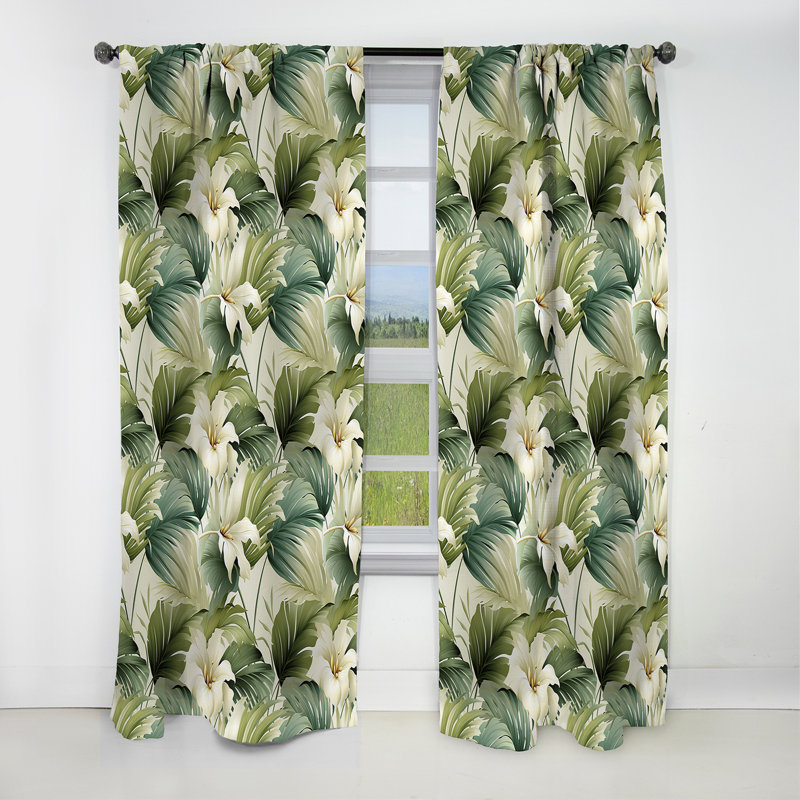 Neutre motif tropical Tropics II - Rideau floral - Rideau occultant floral - 1 panneau, L 52 po x L 63 po