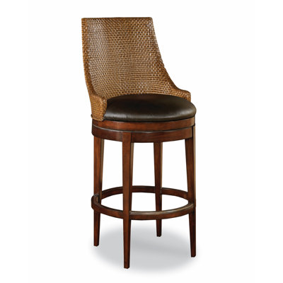 Woven Leather Swivel Upholstered Stool