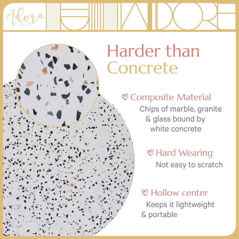 Martini White and Gray Terrazzo Round End Table