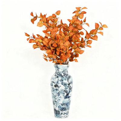 36" Artificial Neutral Bleached Fall Round Eucalyptus Spray Off Tone Faux Seasonal Leaves Long Stem Vase Filler Boho Farmhouse Wedding Table Neutral Floral Decor