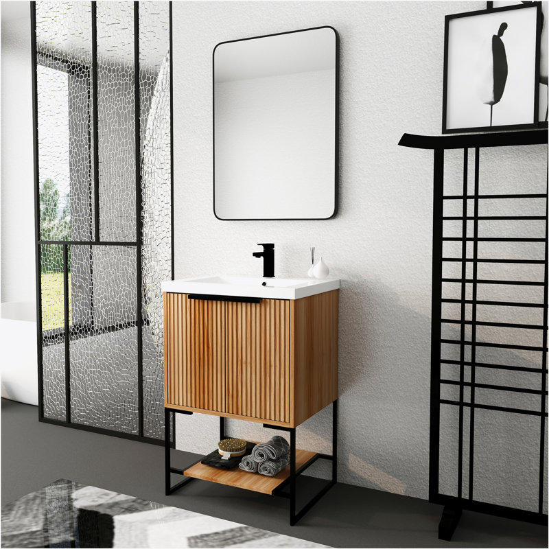 24 Inch Freestanding Bathroom Vanity With Resin Basin BVA01124MP-1,(W99981917)