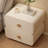 Modern Wooden Nightstand With 2 Sliding Drawers, Minimalist Design With Microfiber Leather Accents, Small Bedside Table For Bedroom Use